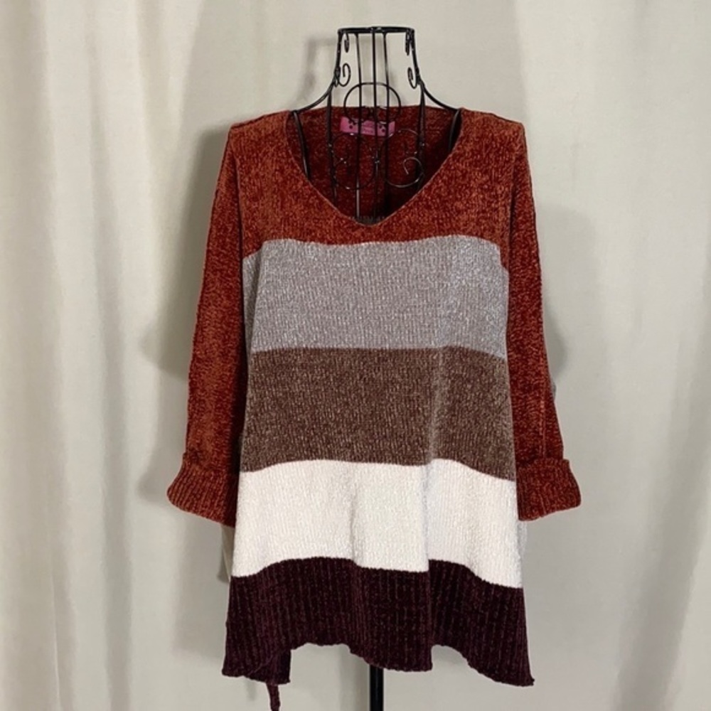 Almost Pink Striped V-Neck Sweater